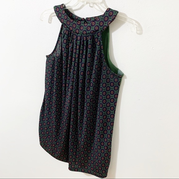 Outback Red Mixed Medium Sleeveless Geometric Print Blouse Keyhole Back w Button - Picture 2 of 11